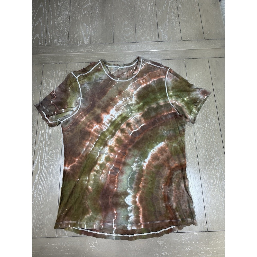 Lululemon Tee Shirt Cotton Womens Size 10 P2P‎ 21 Tie Dye Short Sleeve Custom